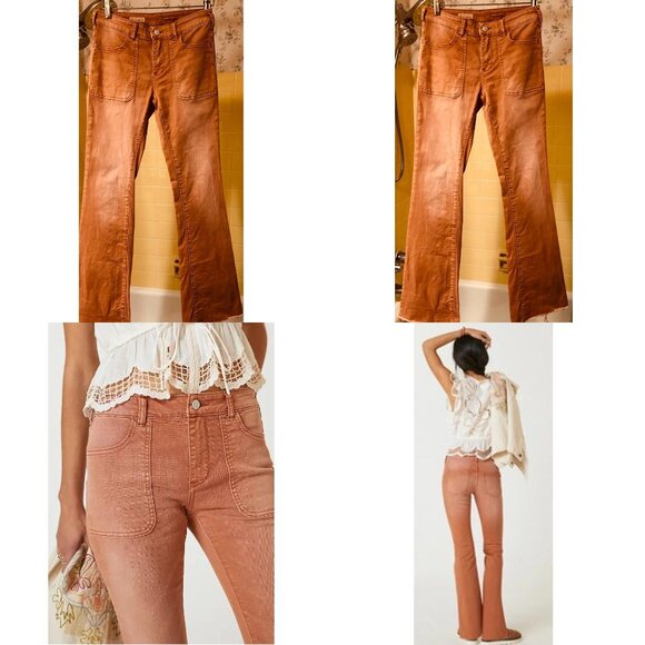 Anthropologie Pilcro The Low-Rise Icon Flare Jeans Burnt Bronze Size 25 - Picture 3 of 10